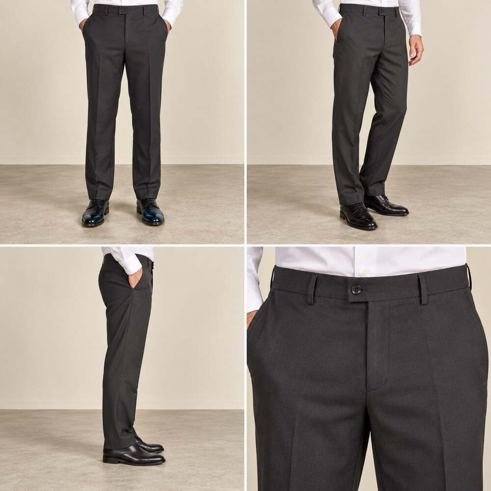 Louis Raphael Rosso Dress Pants Mens 36x32 Black Hidden Flex Flat Front